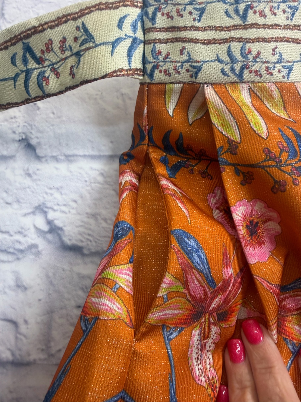 NWT Anthropologie Jealous Tomato Orange Floral Maxi Skirt - Boho Print. Small. - Picture 7 of 8